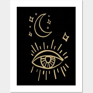 Moon and all seeing eye Posters and Art